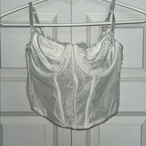 White Satin Lace Blouse